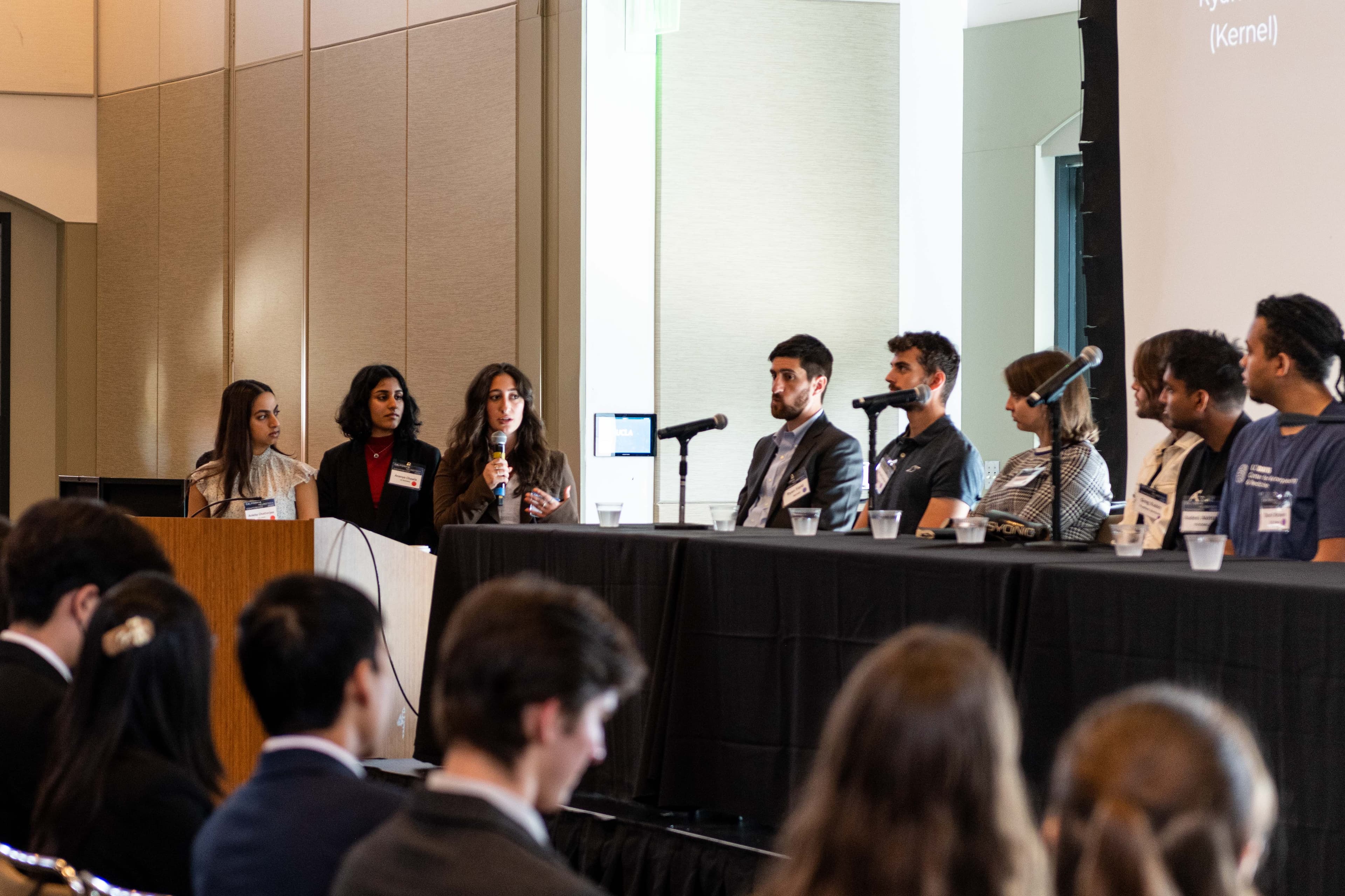 Neurotechnology panelists speaking to an audience at the inaugural California Neurotech Conference